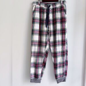 Aerie Plaid Jogger Pants Small Red White Loungewear Pajama Sleep